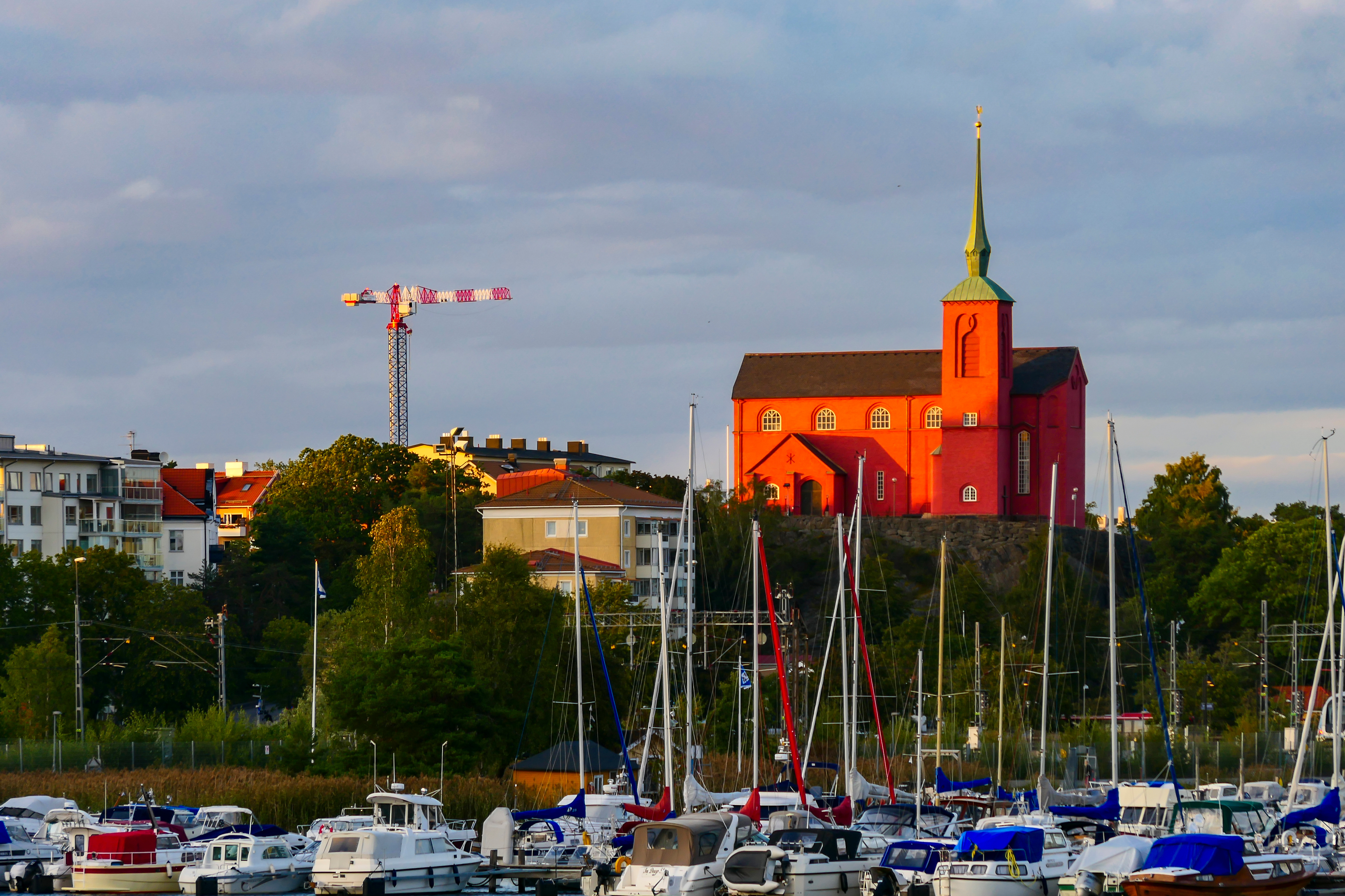 Nynashamn, Sweden The Nynashamn Church and harbor.